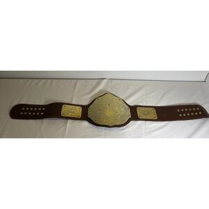 Ric Flair Wrestling World Heavyweight Champion Belt, Gold Plate Brown Strap